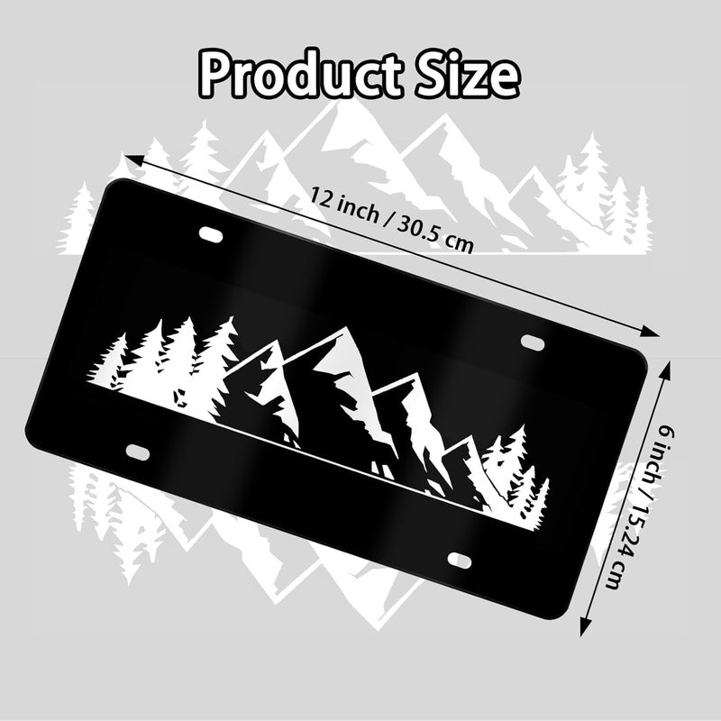 MCIAONE Mountain License Plate Mountains Front License Plate Peak Aluminum Decorative Licenses Plates, Natural Novelty Vanity Tag Black Car Plates, Car Tag with 4 Holes 6×12 inch Cars Decor Accessory - Image 2